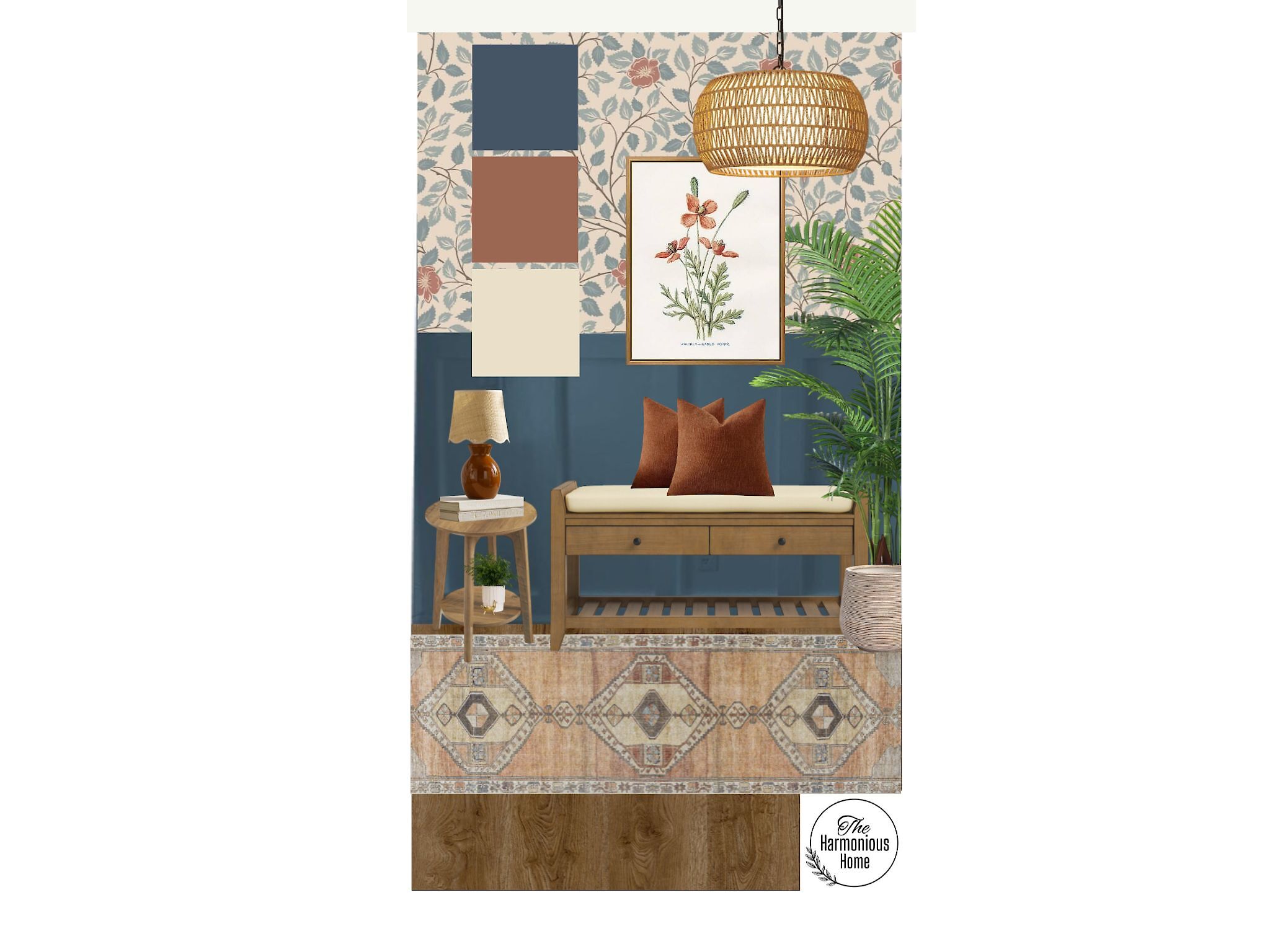 Inviting Blue and Terracotta Front Entry